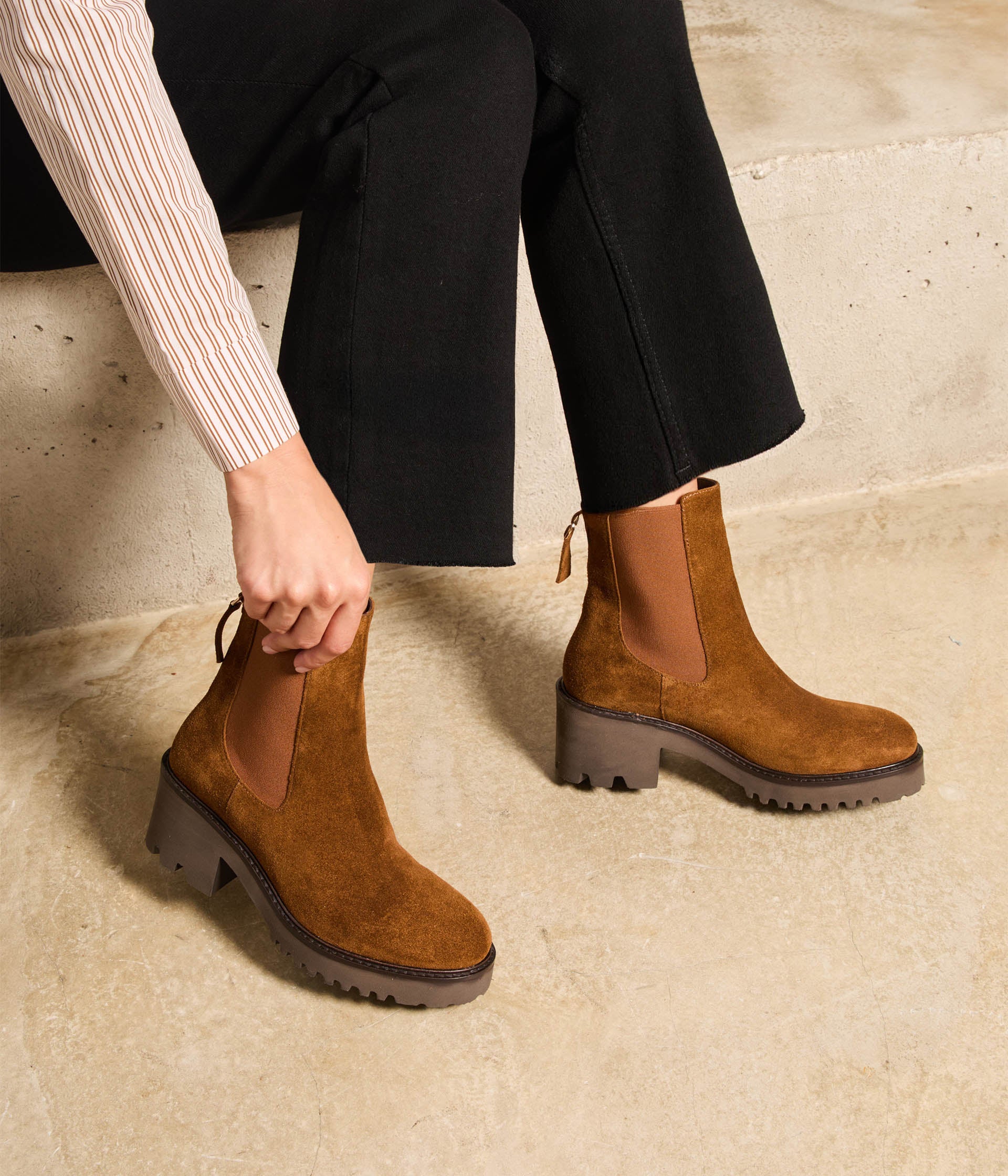 Boots crantées camel Alpha