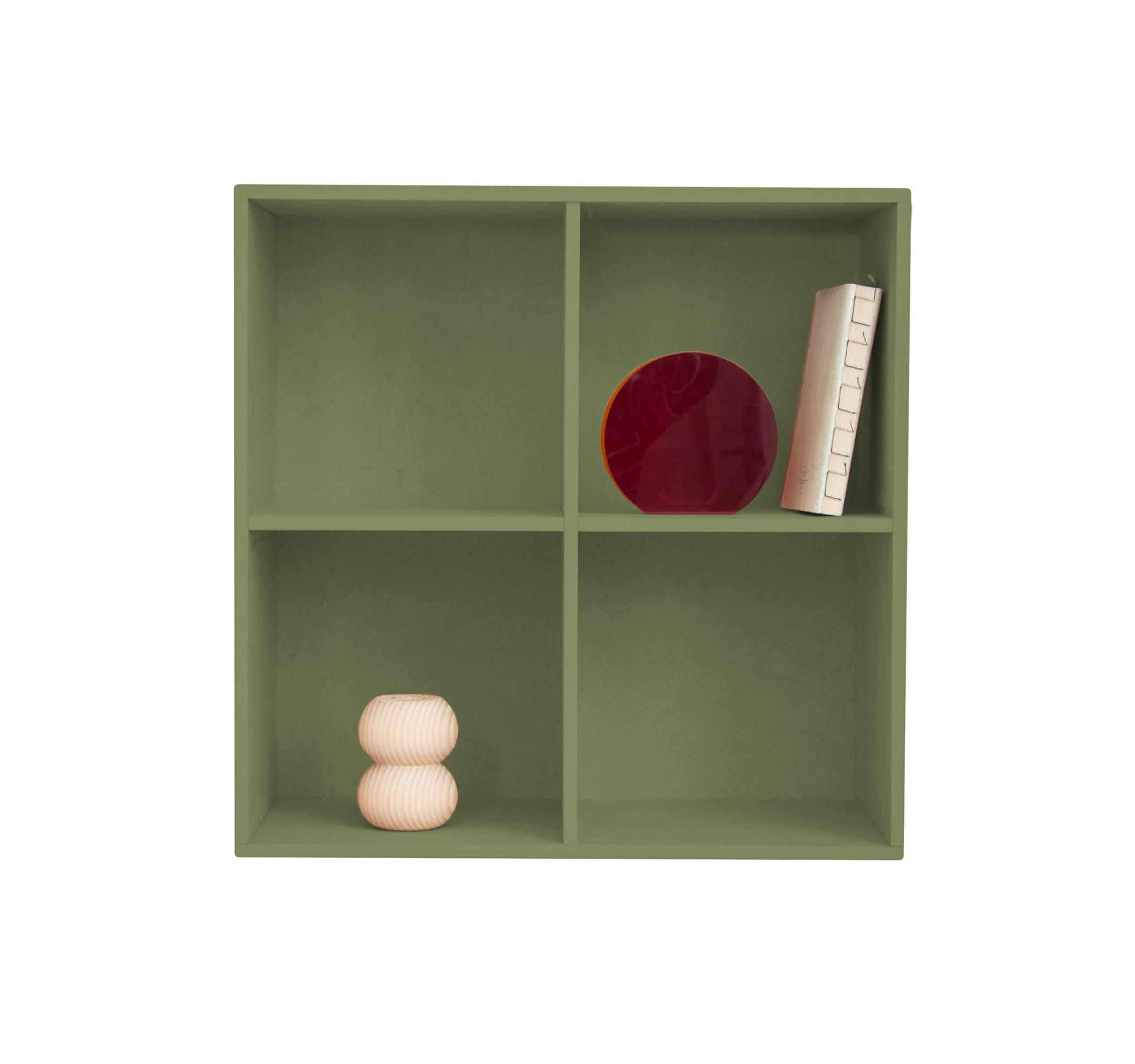 KIRA - Étagère en MDF laqué en couleur vert.