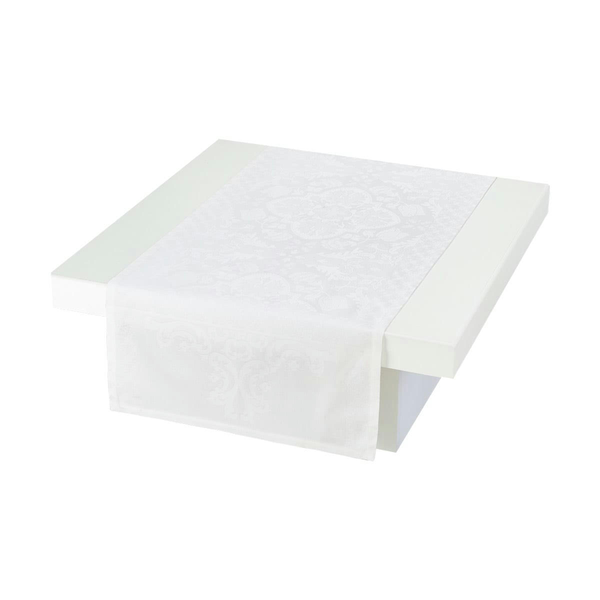 AZULEJOS - Chemin de table en coton blanc 55 x 150