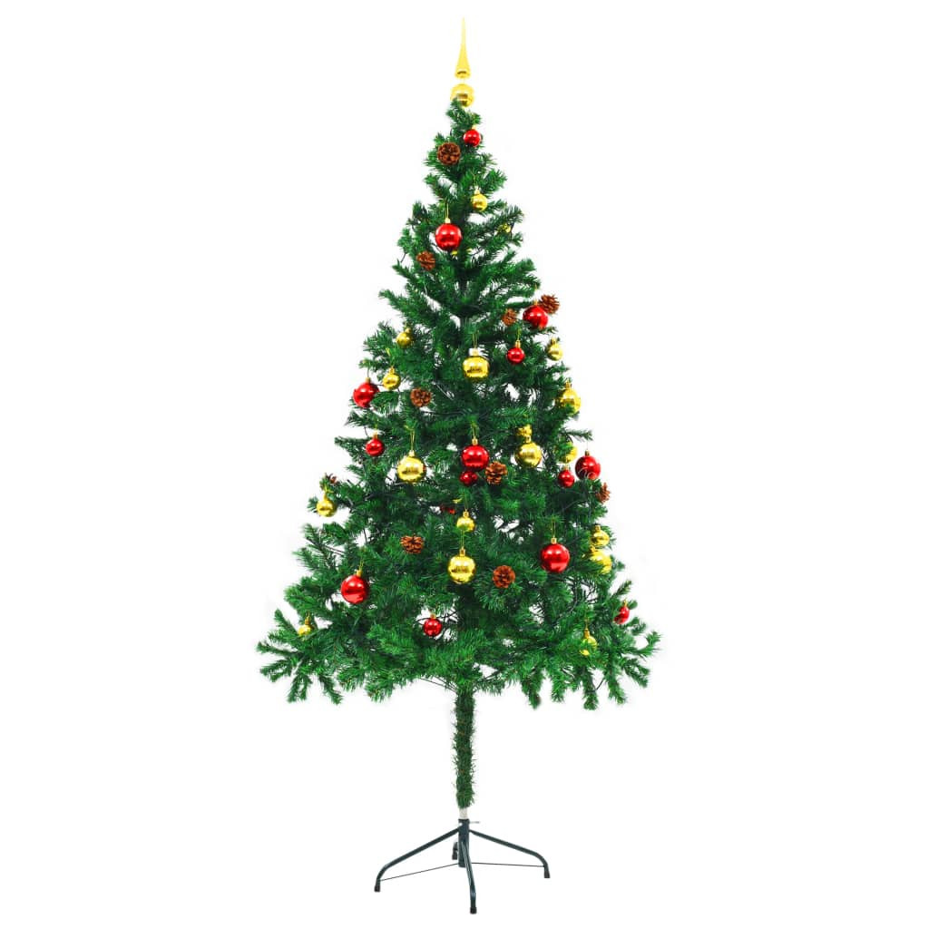 Choinka Sztuczna z Lampkami LED i Bombkami Zielona Sztuczna Choinka 180 cm