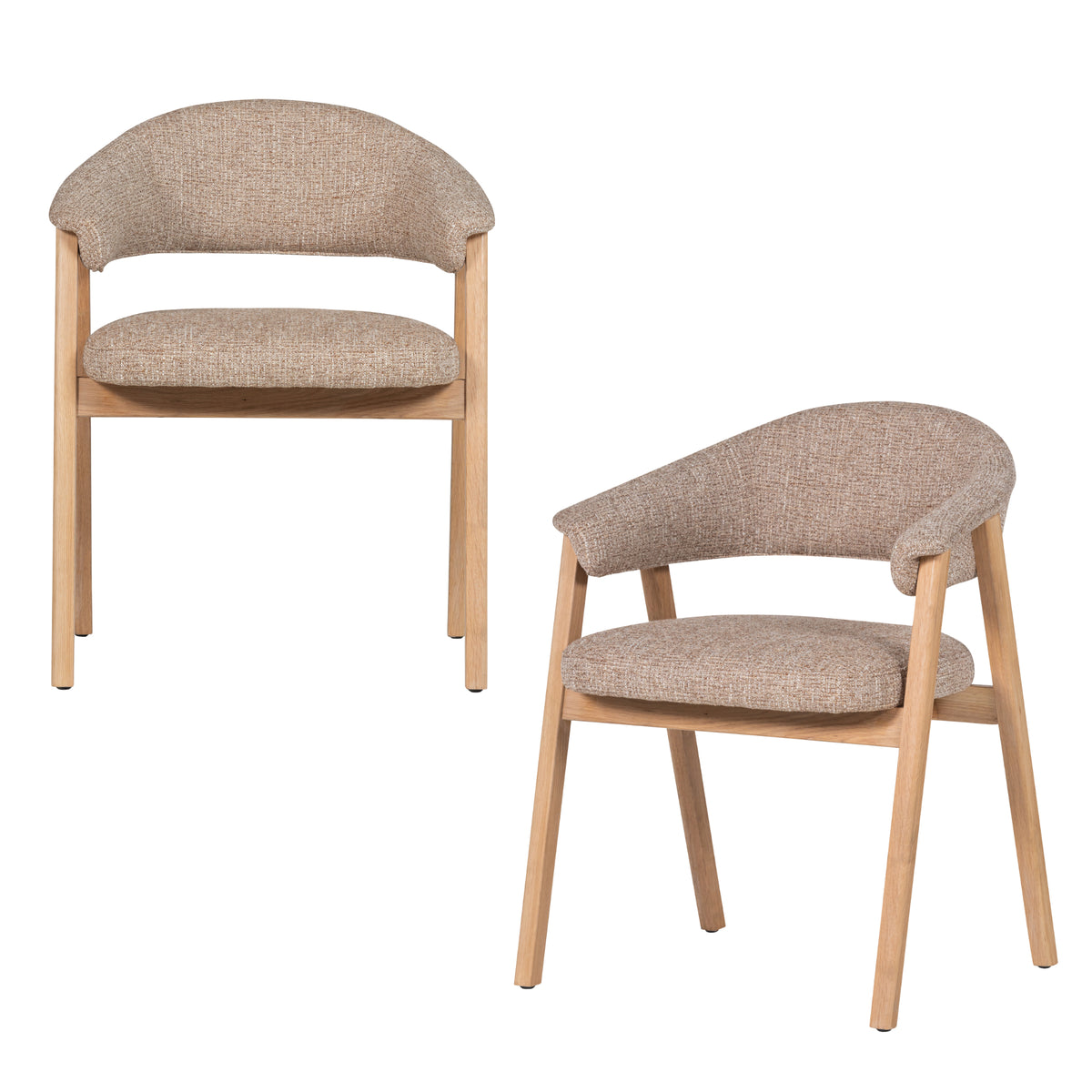 WOOOD eetkamerstoel met armleuning Tunar - Hout - Naturel - Set van 2 - 77x60x60
