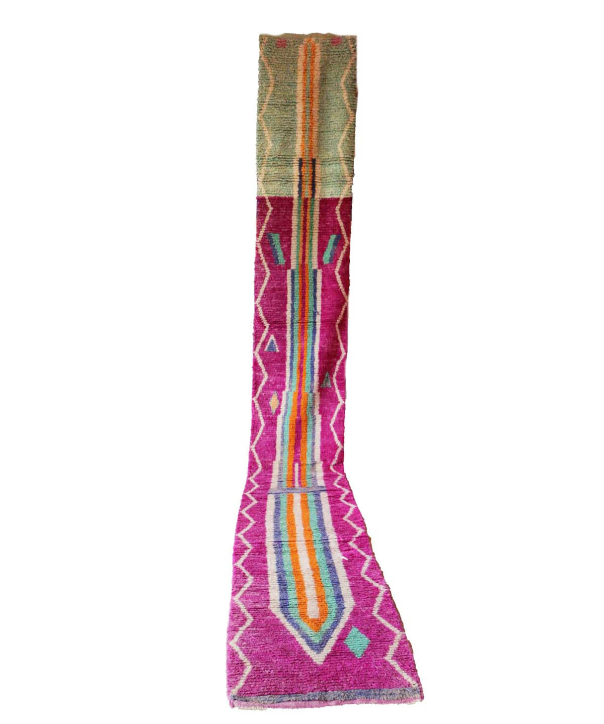 BERBERE - Tapis de couloir Berbere marocain pure laine 77x603