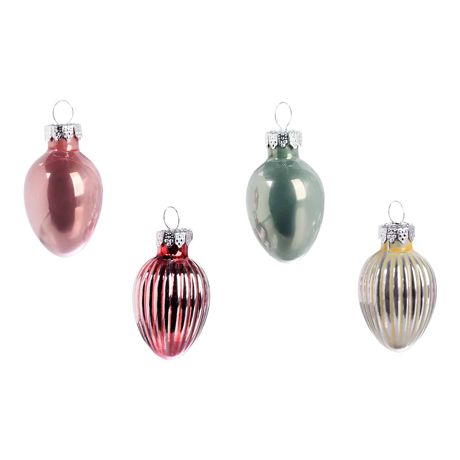 Glas-Deko-Anhänger-Set Eier Bunt, ⌀ 2 cm, H 25 mm, 12 -tlg.