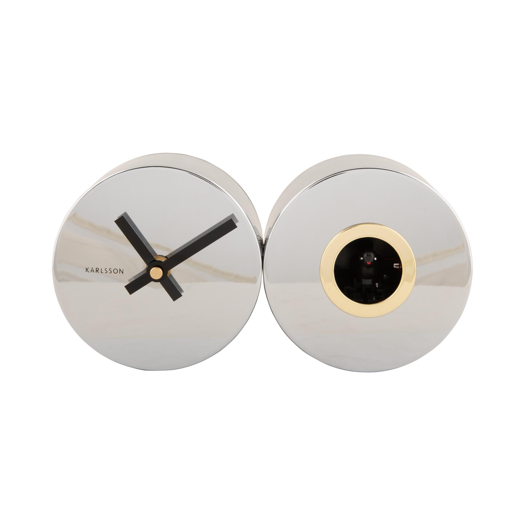 Karlsson wandklok Duo Cuckoo Plated - zilver - 26x7.2x13cm