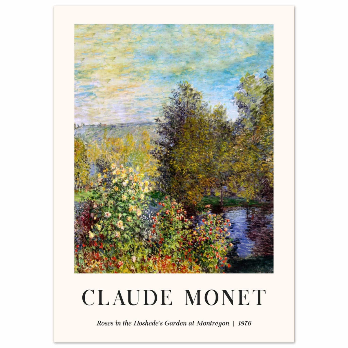 Artfulprints Poster Claude Monet - Roses in the hoshede's garden at Montregon  - 50x70 cm - Groen