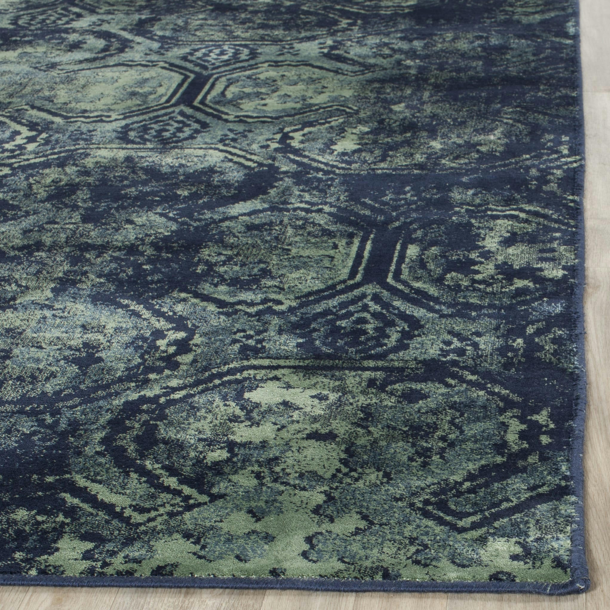 VINTAGE - Tapis de salon interieur en bleu marine & multicolore, 160 x 229 cm