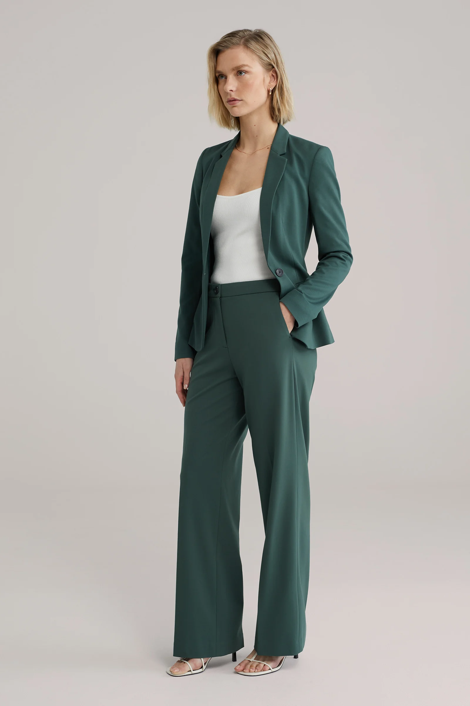 Dames wide leg jersey pantalon met stretch