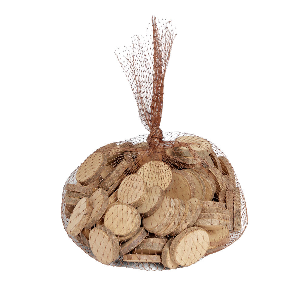 Mini rondin de bois Ø5cm dans filet 100 pièces