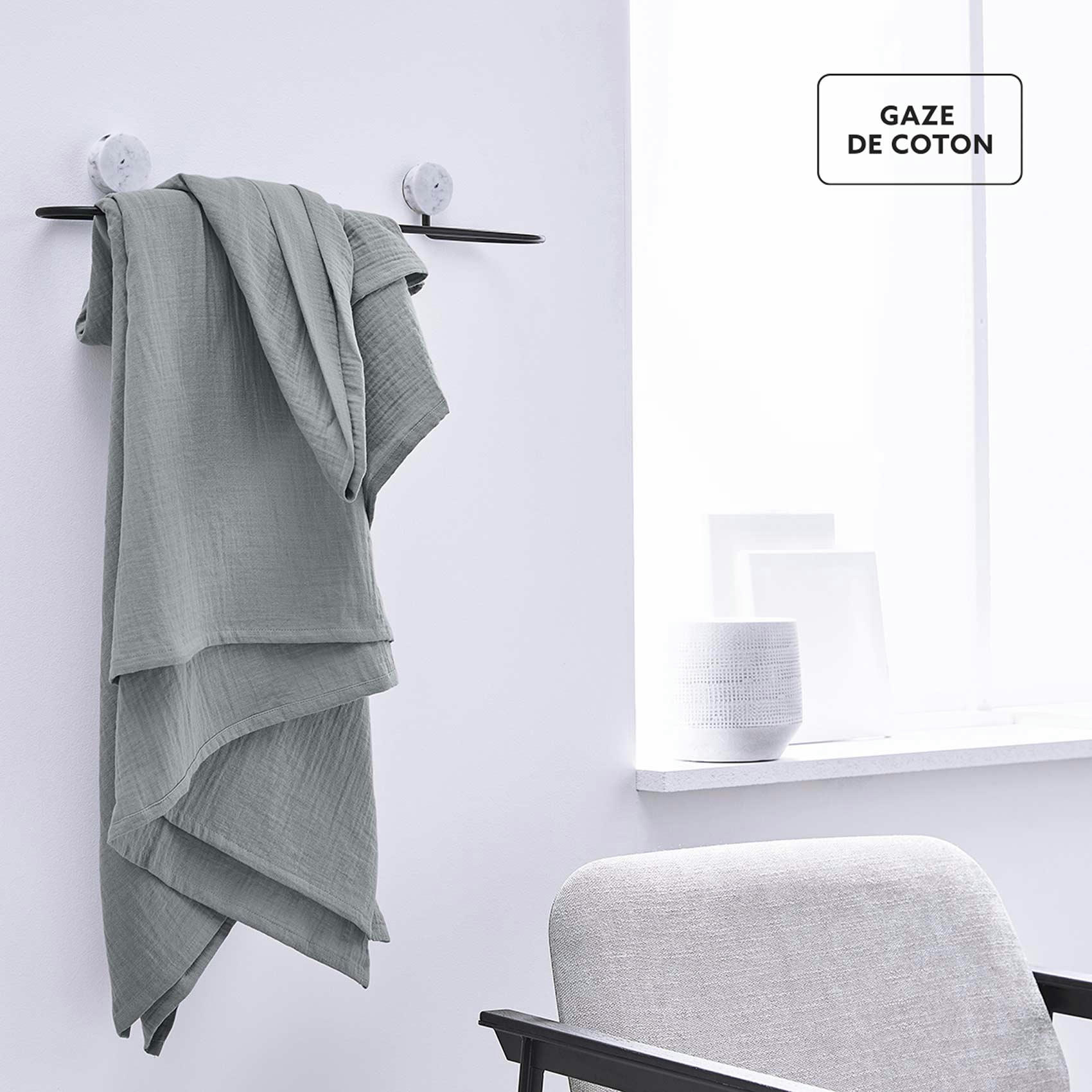 ESSENTIAL - Plaid xl en gaze de coton dune 200 x 150