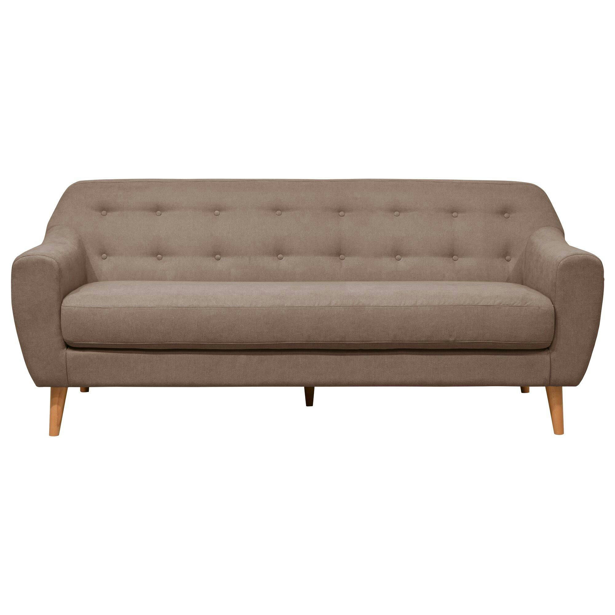 AGATHE - Canapé fixe en tissu 3 places grège