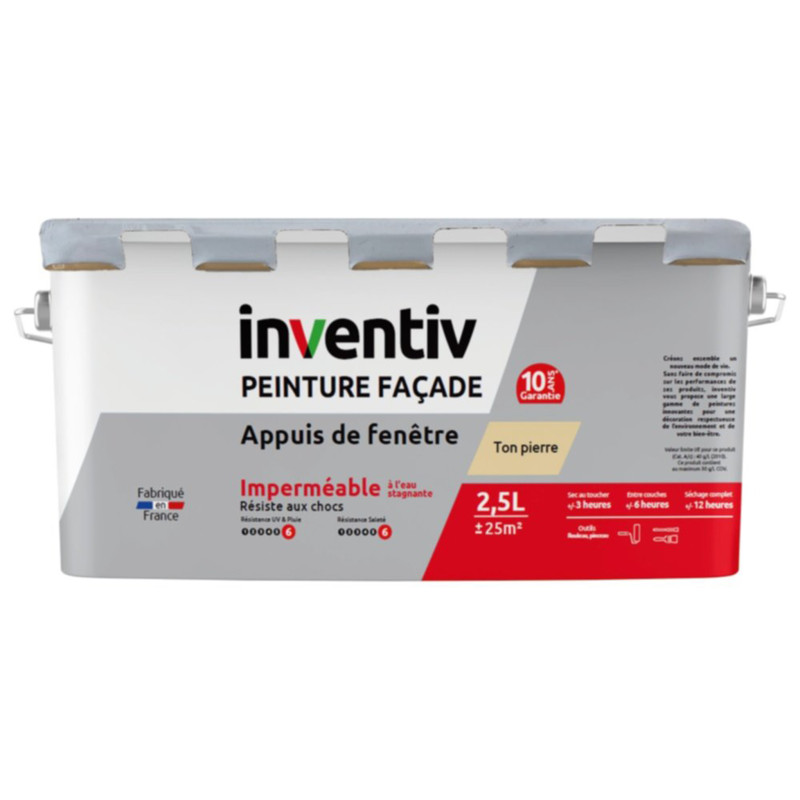 Peinture pour façade Appuis de fenêtre ton pierre 2,5 L INVENTIV