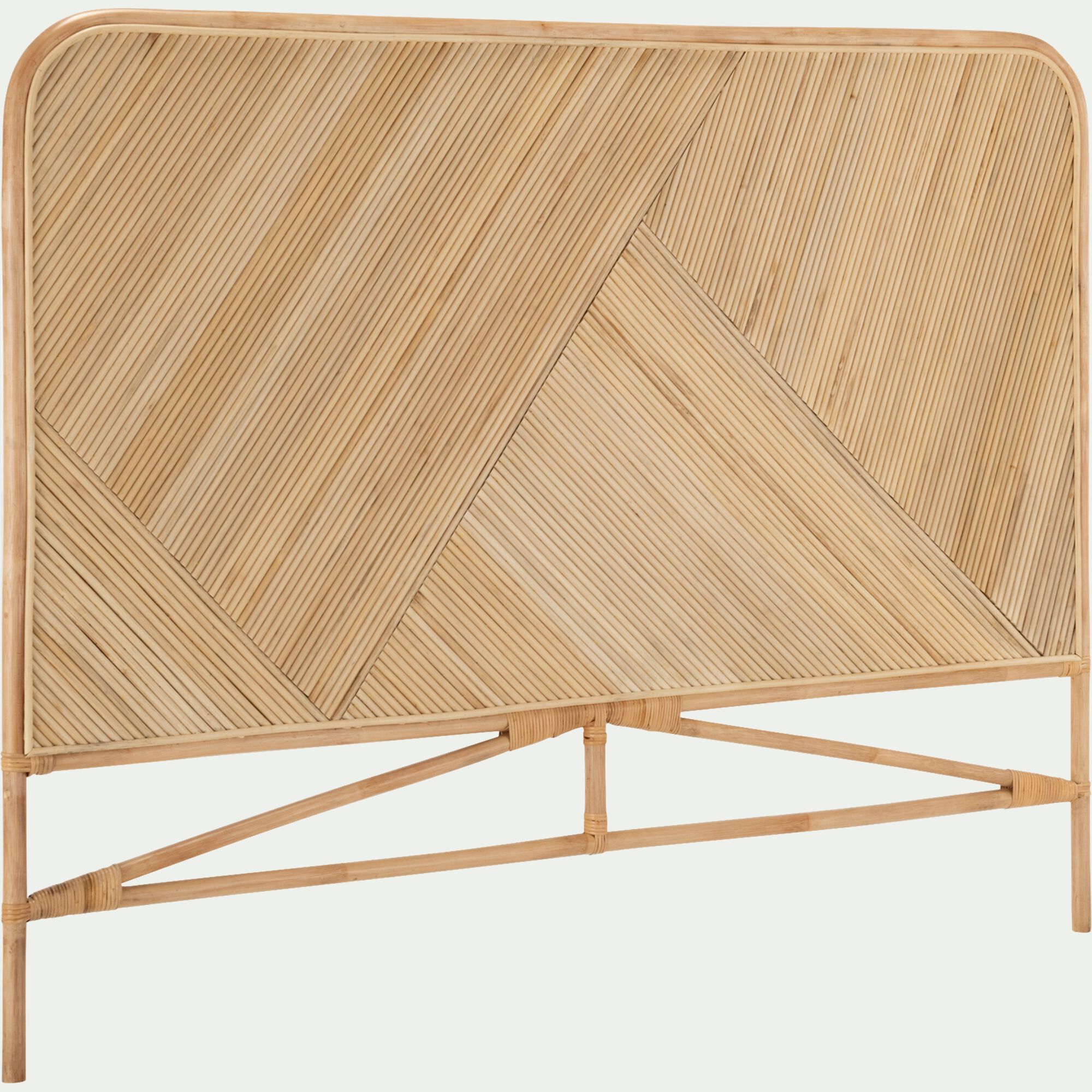 MARIETTA - Tête de lit rectangulaire en rotin 130x170 - bois clair