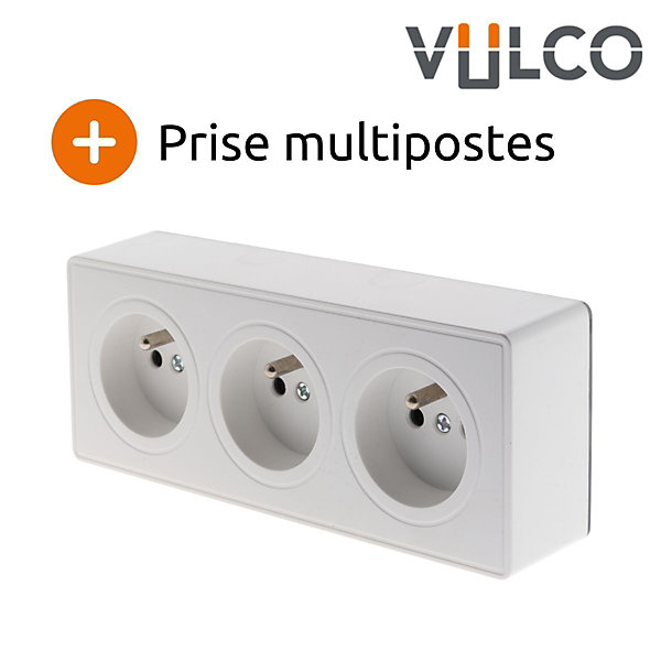 5 Prises triple en saillie 16A - blanc - Vulco