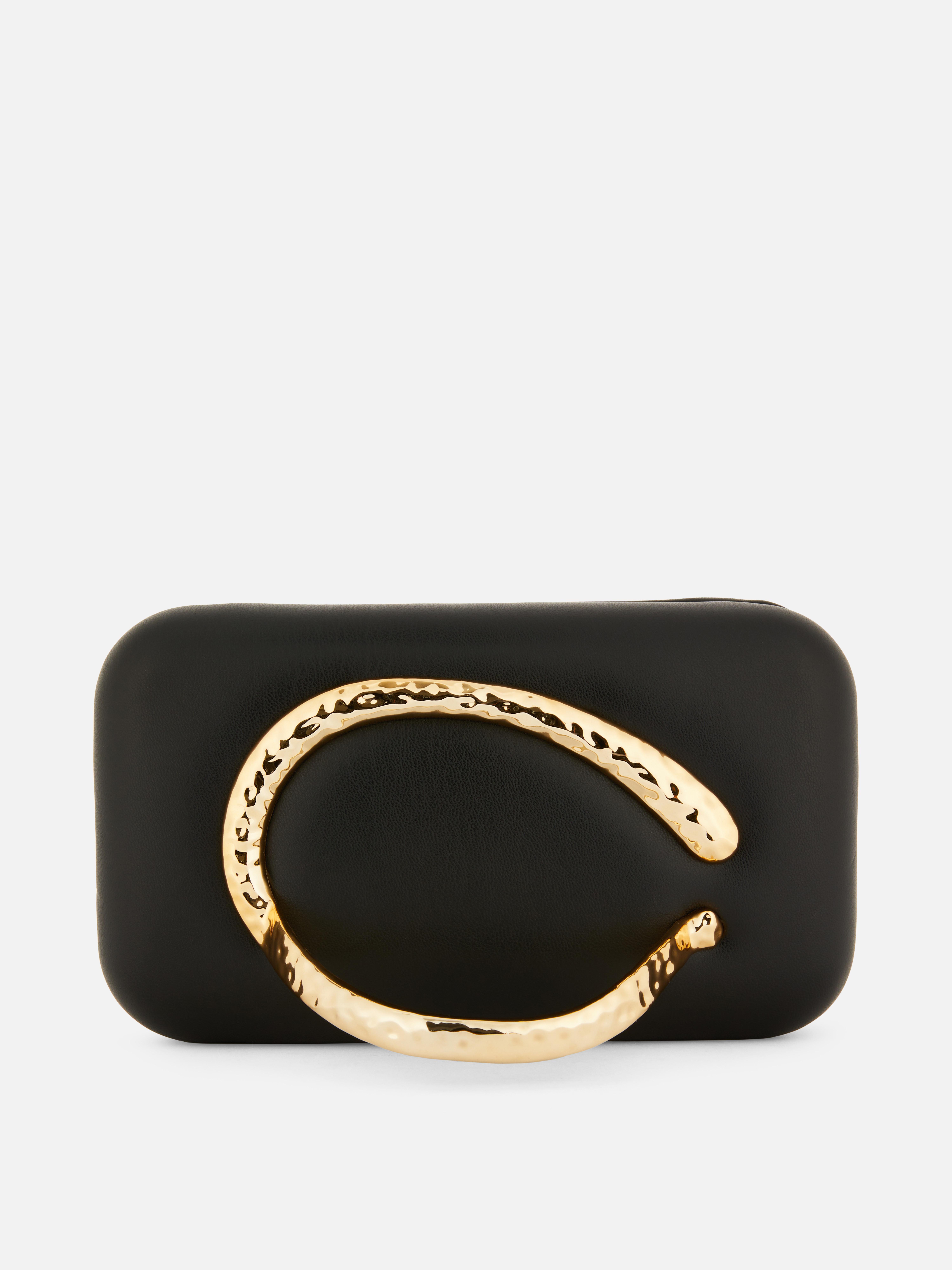 Metallic Detail Hard Shell Clutch Bag