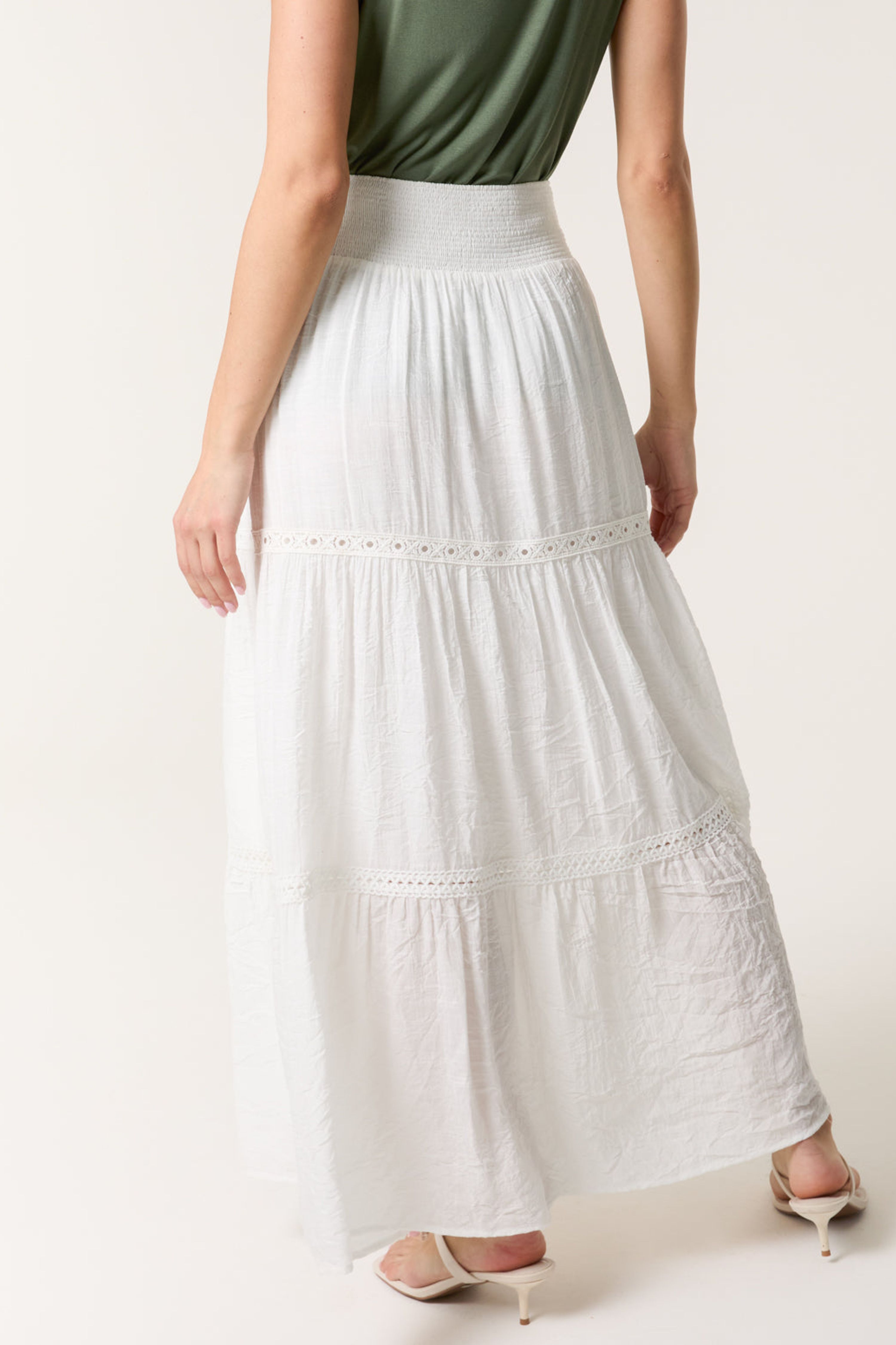 Blue Vanilla Ivory Mix Crochet Maxi Skirt