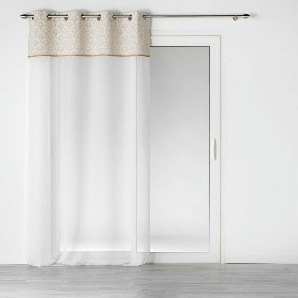 BAHINA - Voilage sable top jute blanc 140x240cm