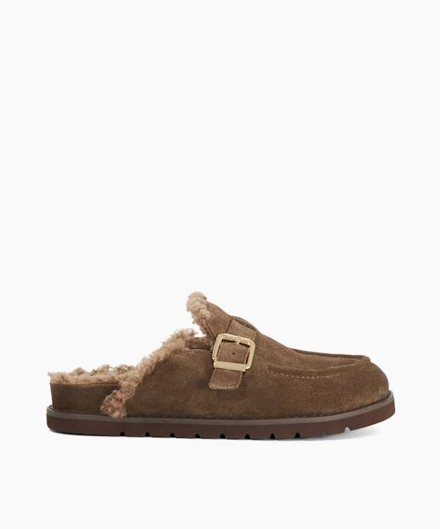 Gogetter Khaki - Suede Buckle-Detail Mules