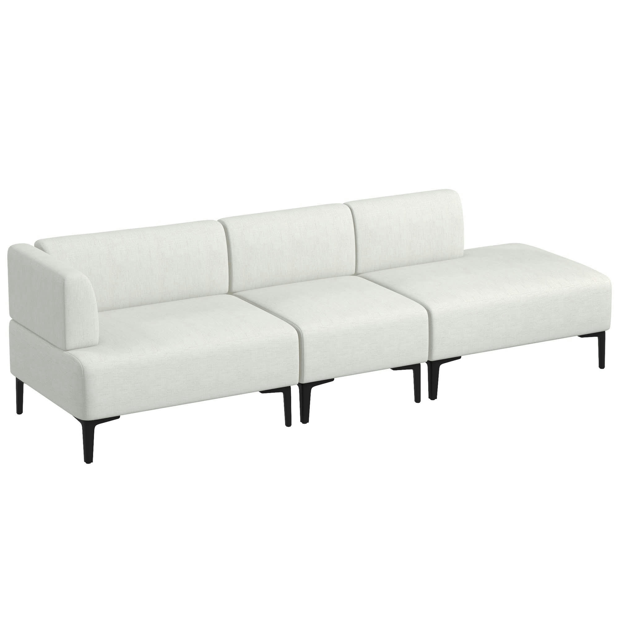- Canapé 3 places contemporain modulable acier noir tissu blanc cassé