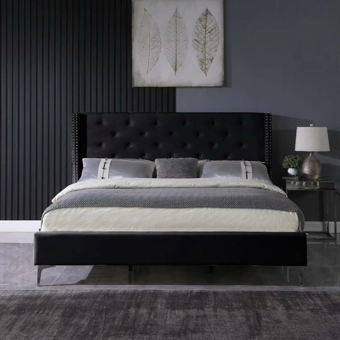 California King Velvet Upholstered Platform Bed Frame