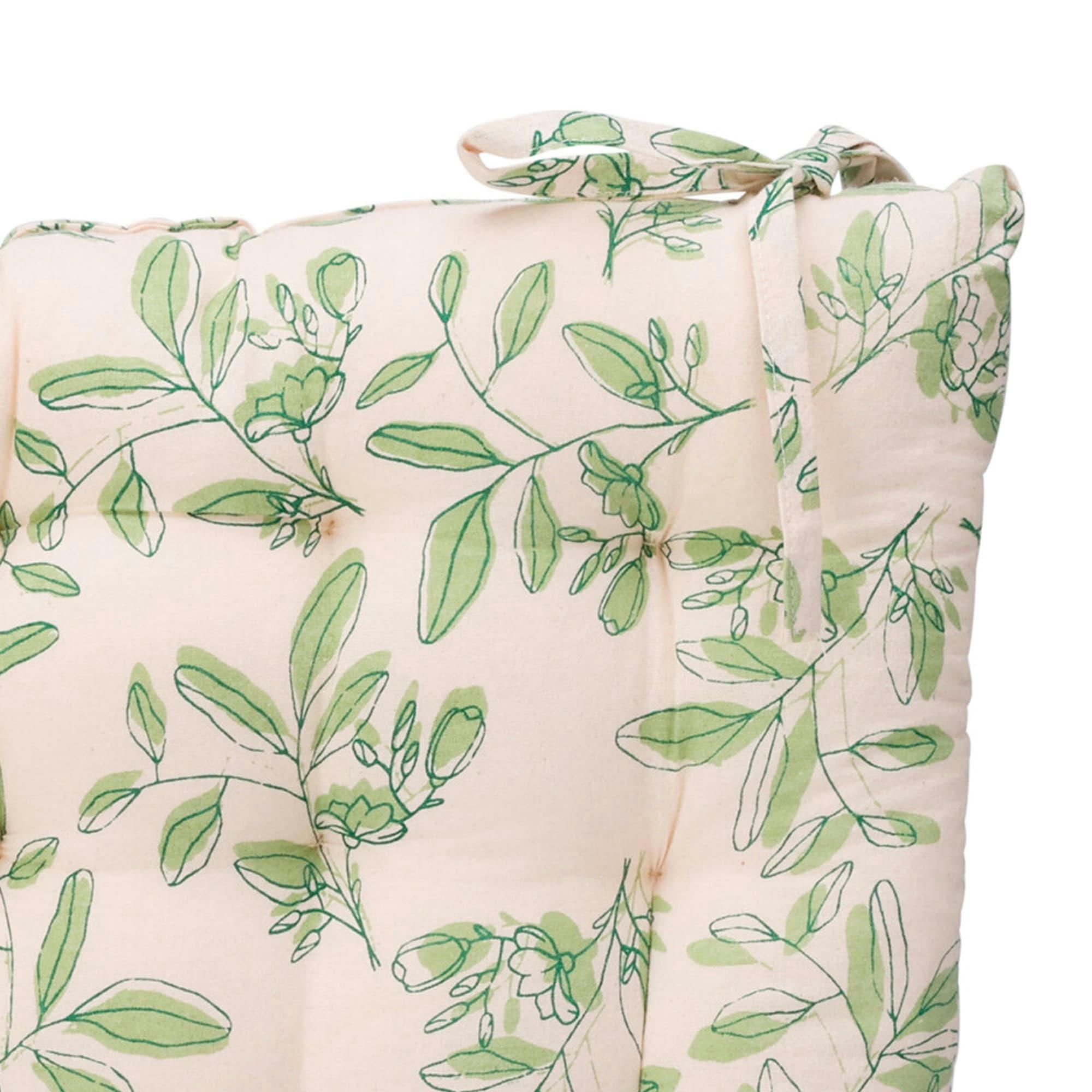 - Coussin de chaise beige et vert feuillage 40x40cm