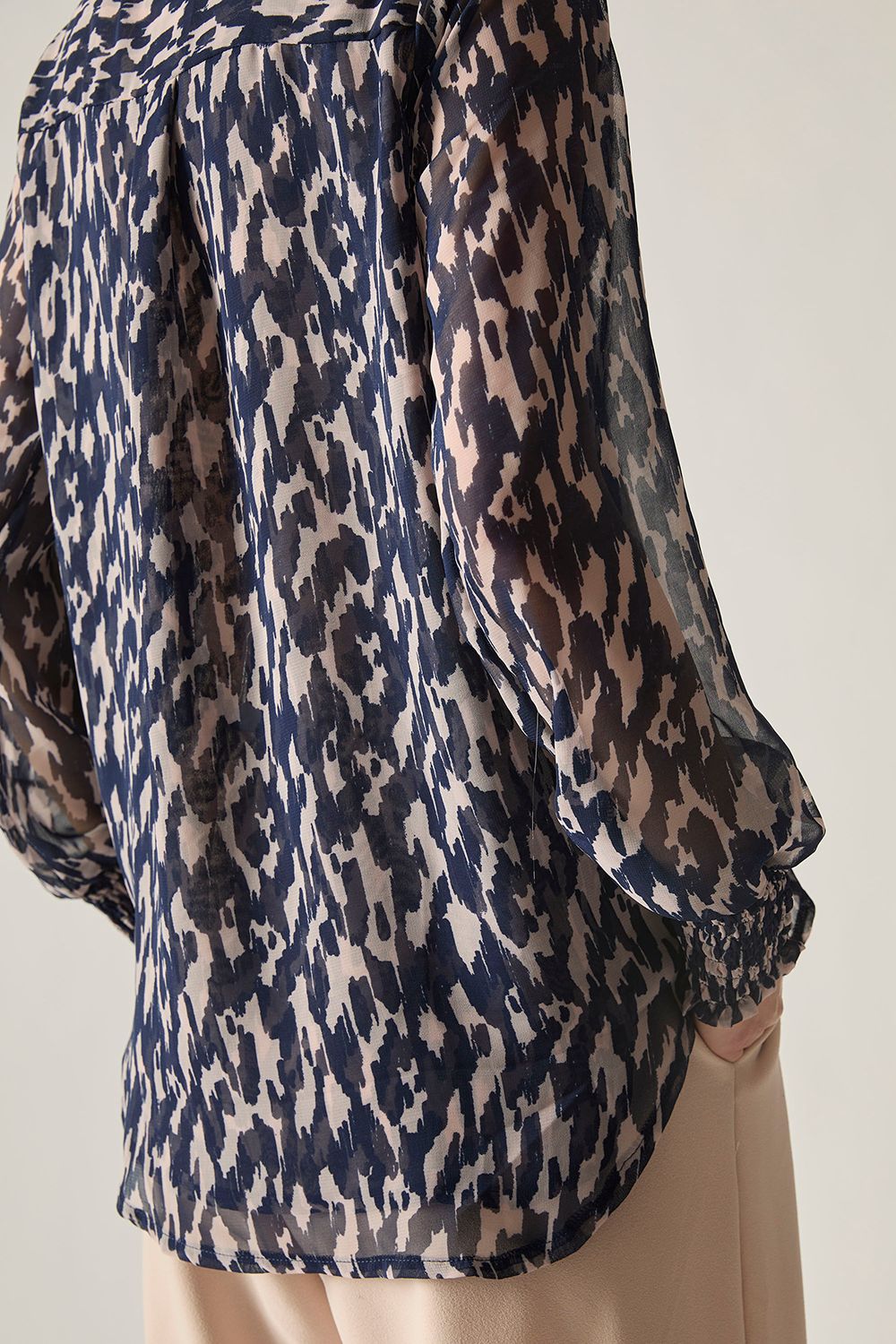 James Lakeland Navy Abstract Print Blouse
