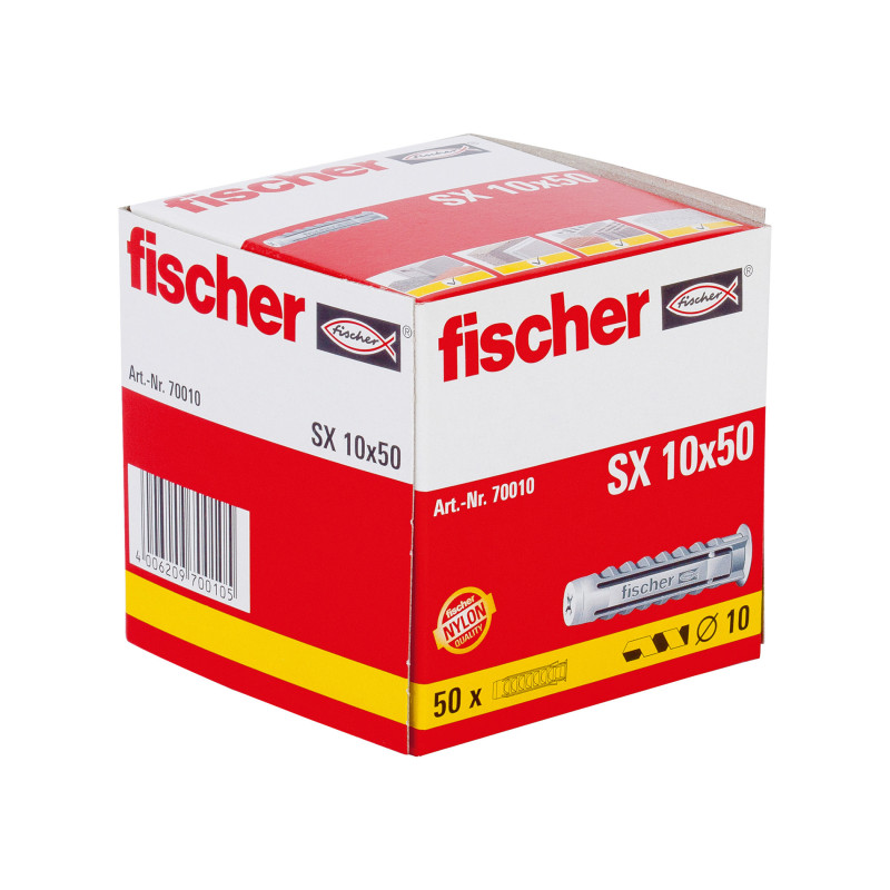 Cheville SX en nylon avec collerette Ø 10 x 50 mm 50 pièces