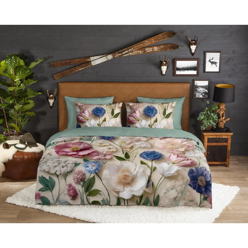 Good Morning Zelma Flanel Dekbedovertrek Groen-Lits-jumeaux (240 x 200/220 cm)