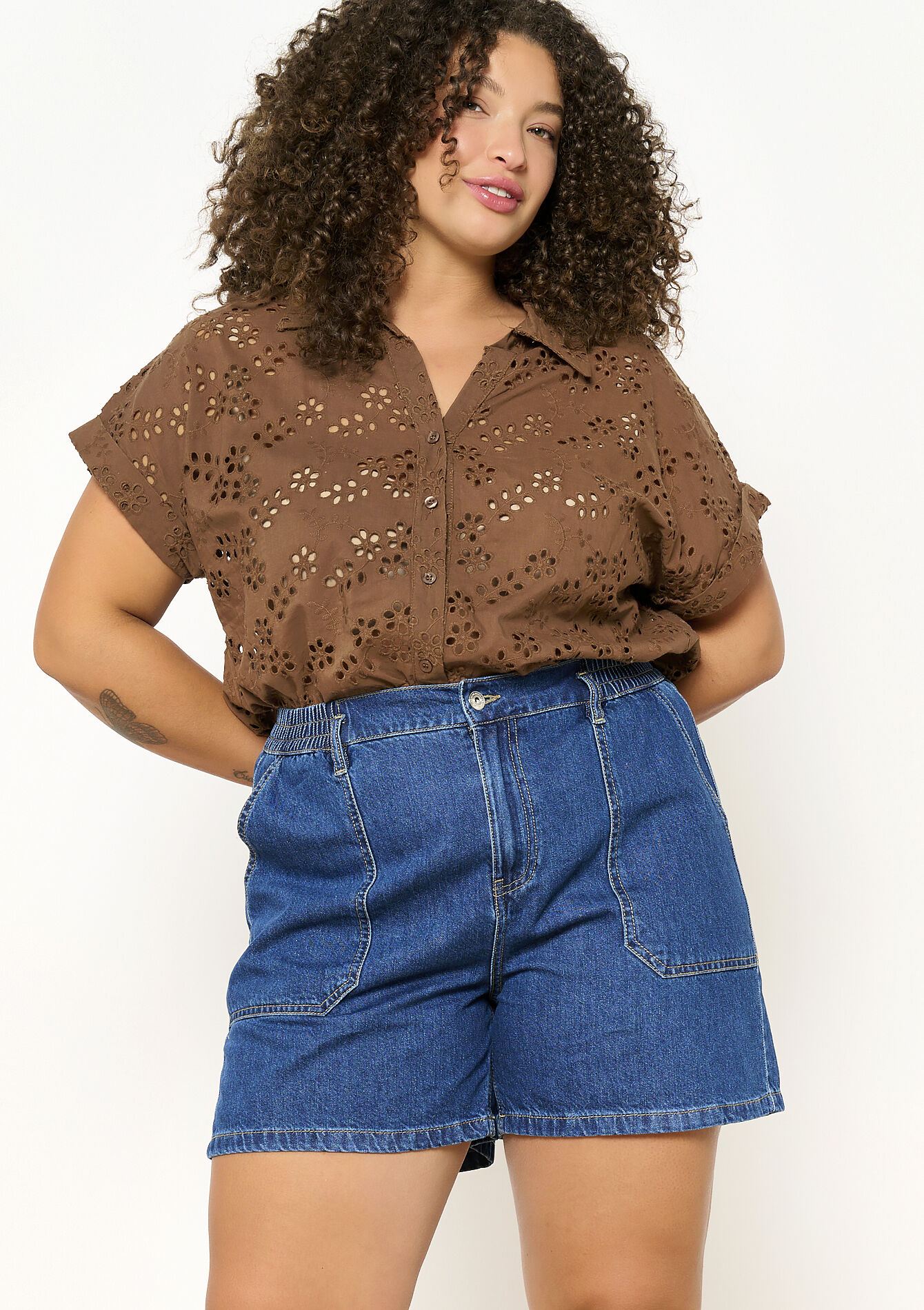 Denim short met hoge taille