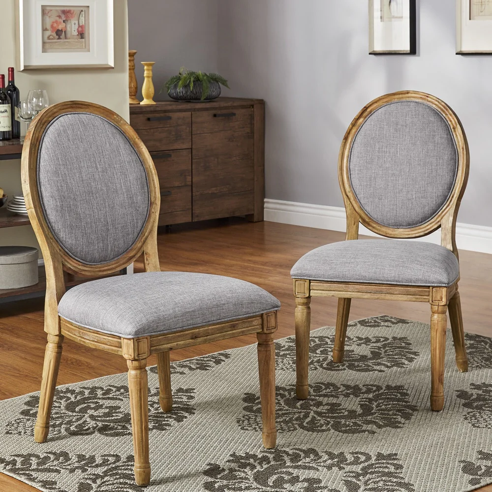 Deana Round Linen and Wood Dining Chairs (Set of 2) by iNSPIRE Q Artisan