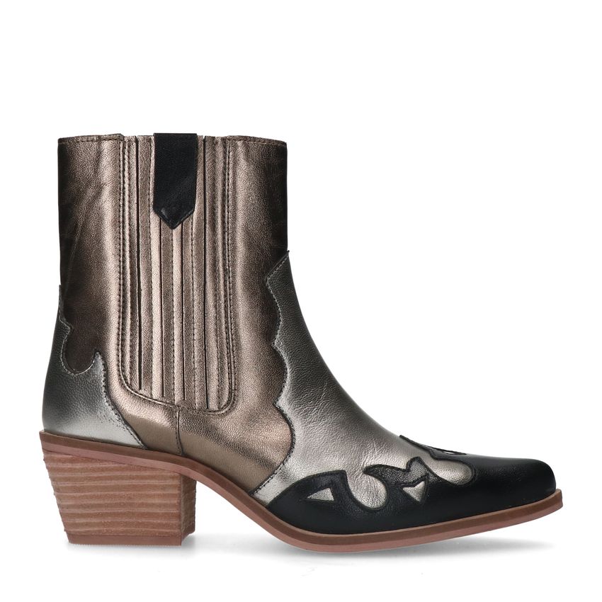 Manfield Zwarte metallic cowboy laarzen