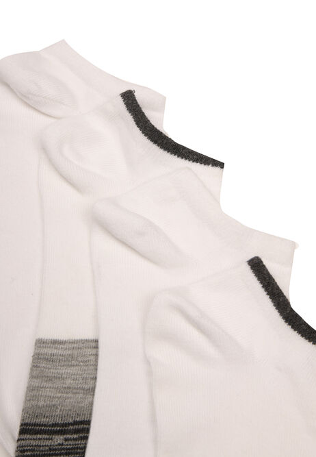 Mens 4pk White & Grey Stripe Trainer Socks