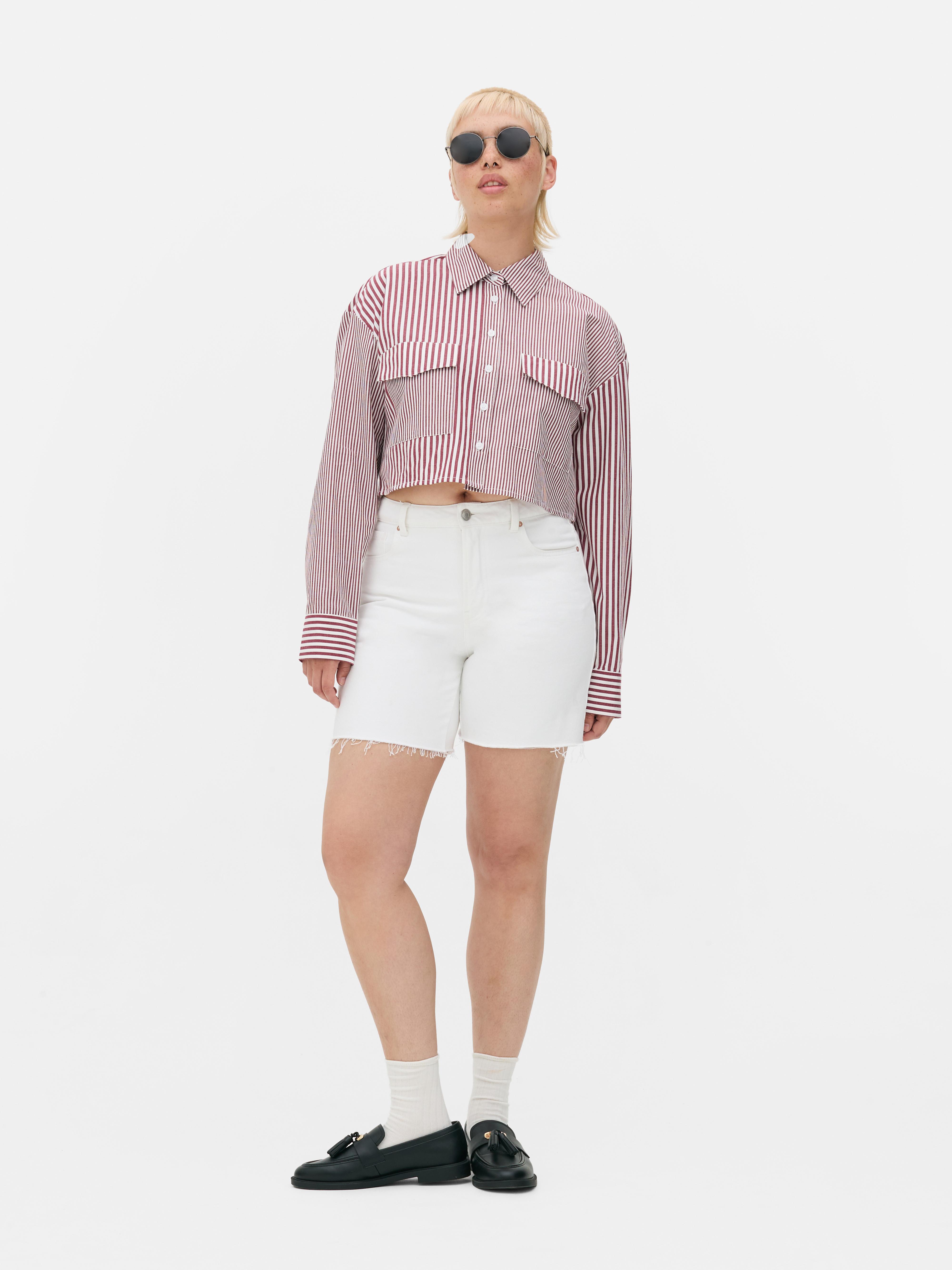 Cropped Striped Utility Shirt