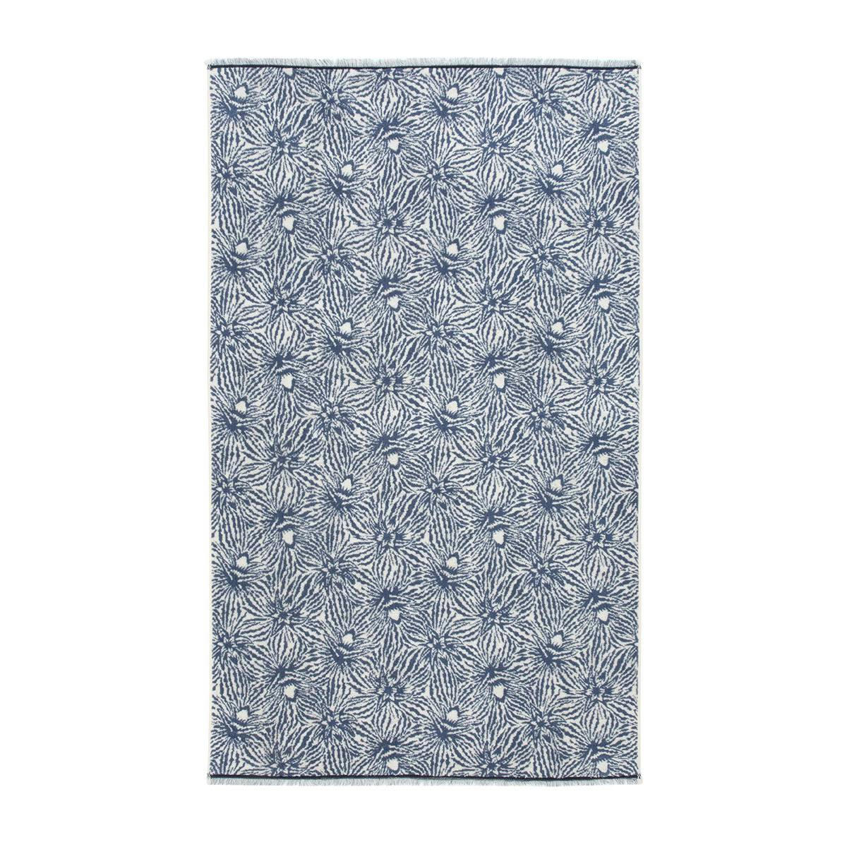 POSIDONIE - Serviette de bain en  jacquard de coton bleu 90 x 150 cm