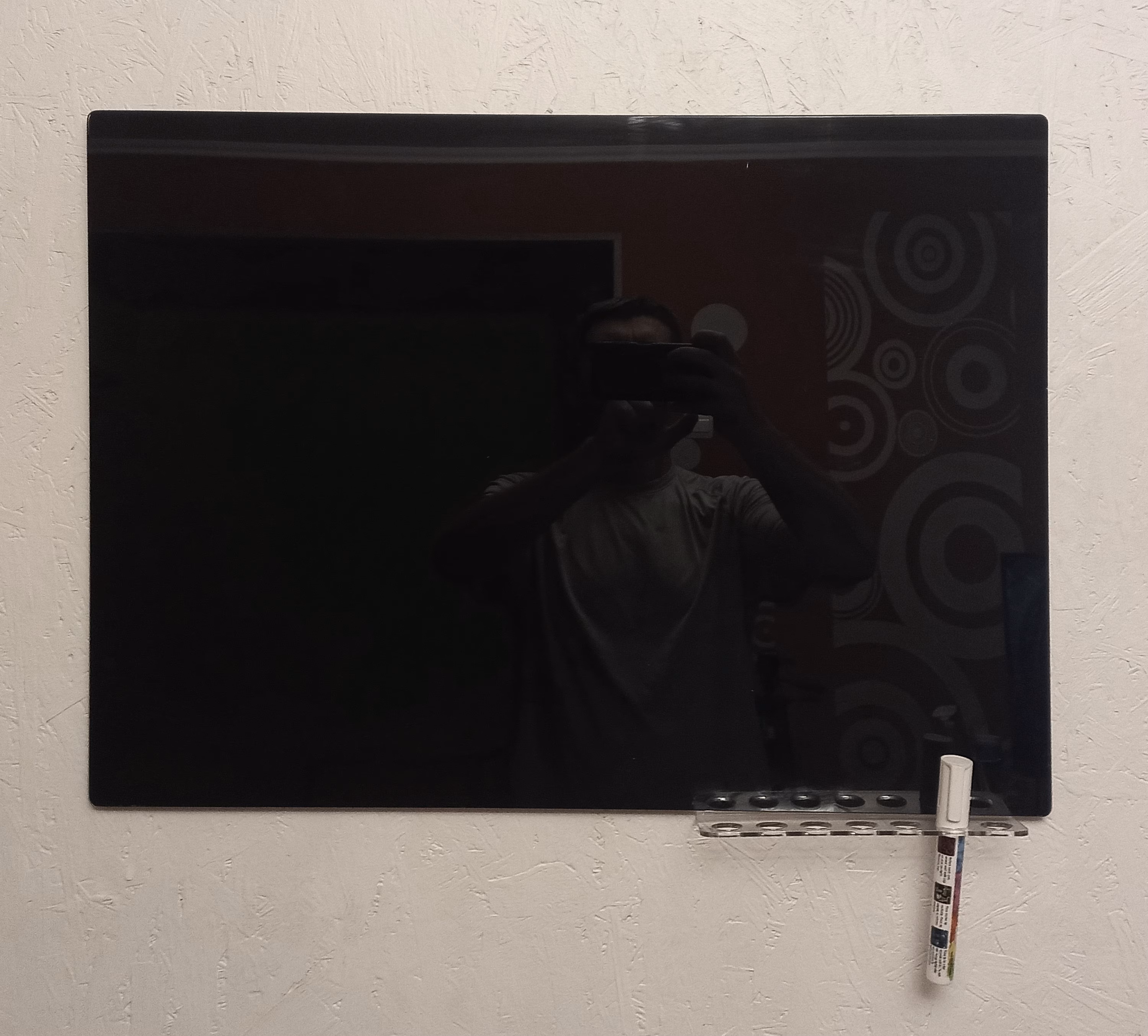 Black Glass Dry Erase Board, Magnetic Tempered Glass Board for Home Office, Frameless Wall Mounted Chalkboard