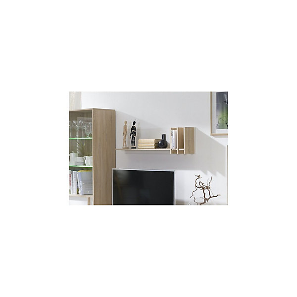 Etagères murales MALMO 100 cm coloris dab sonoma et blanc