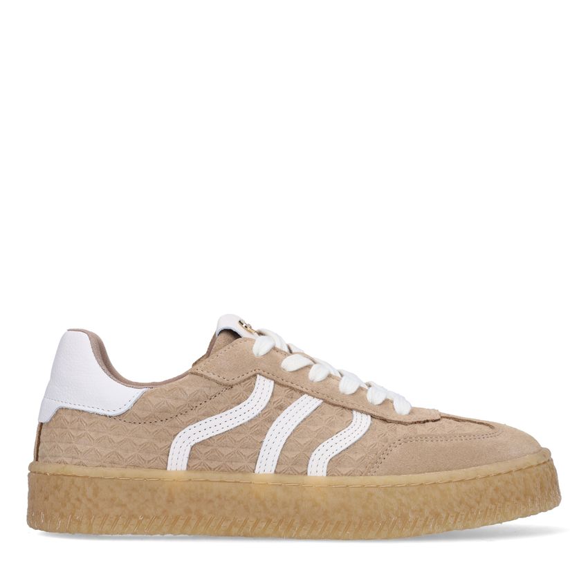 No Stress Taupe leren sneakers
