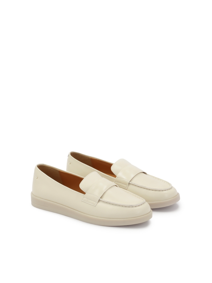 Cream leather slip-on loafers