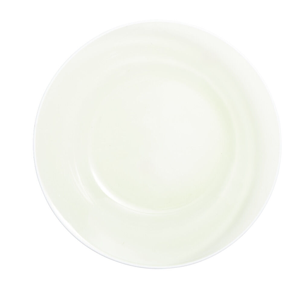 Assiette creuse verre vert transparent liseré blanc Ø23cm