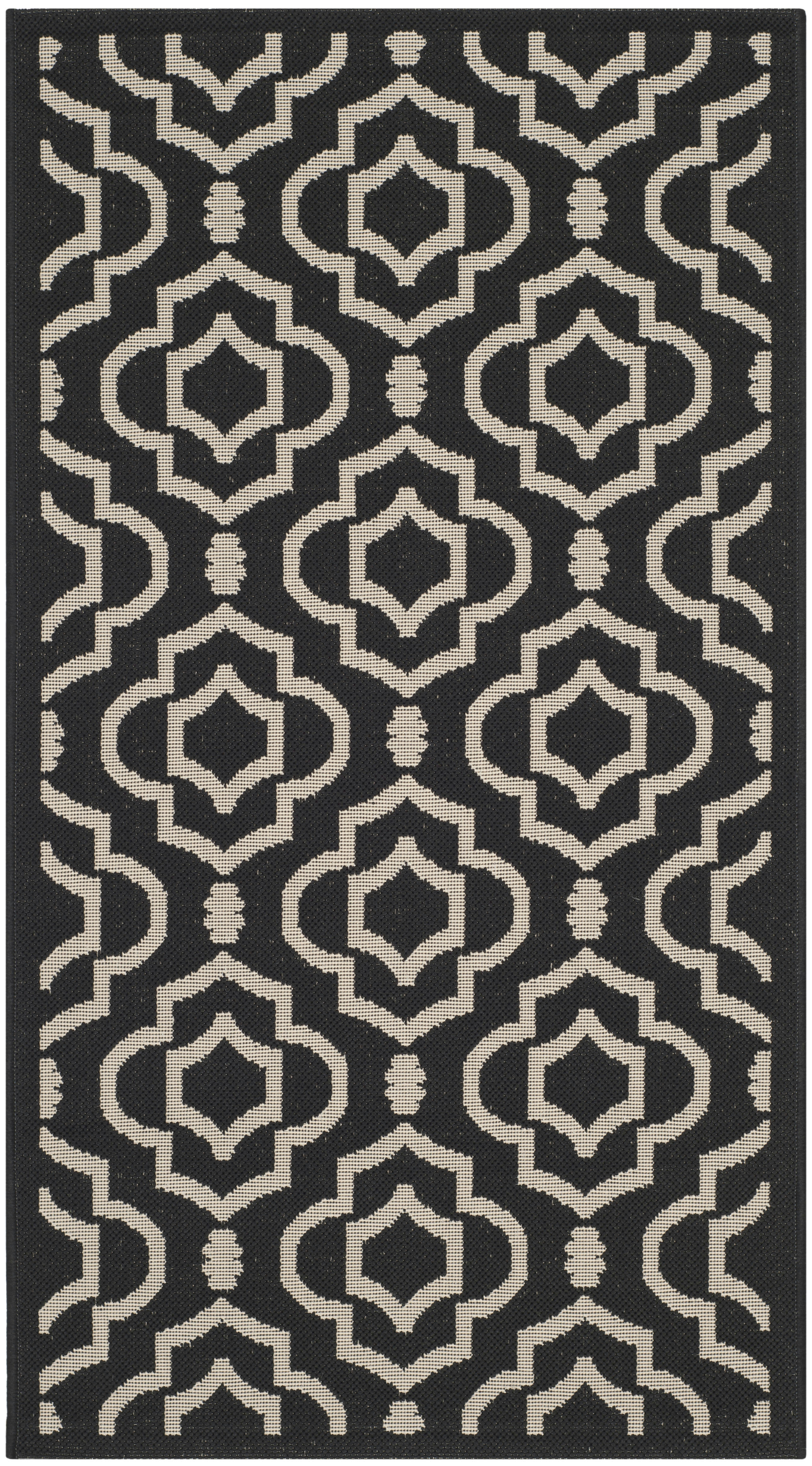 COURTYARD - Tapis interieur & exterieur en noir & beige, 79 x 152 cm