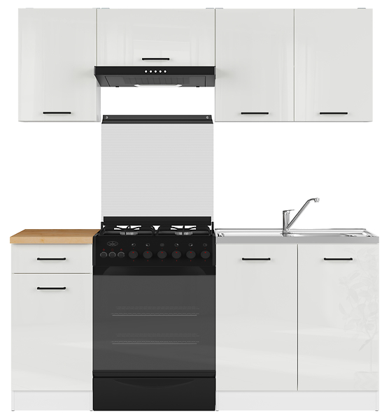 Komplet kuchenny Junona Line 180 cm kredowy połysk z blatem