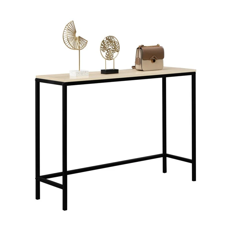 Industrial Style Porch Table Single Layer Light Walnut Color Console Table