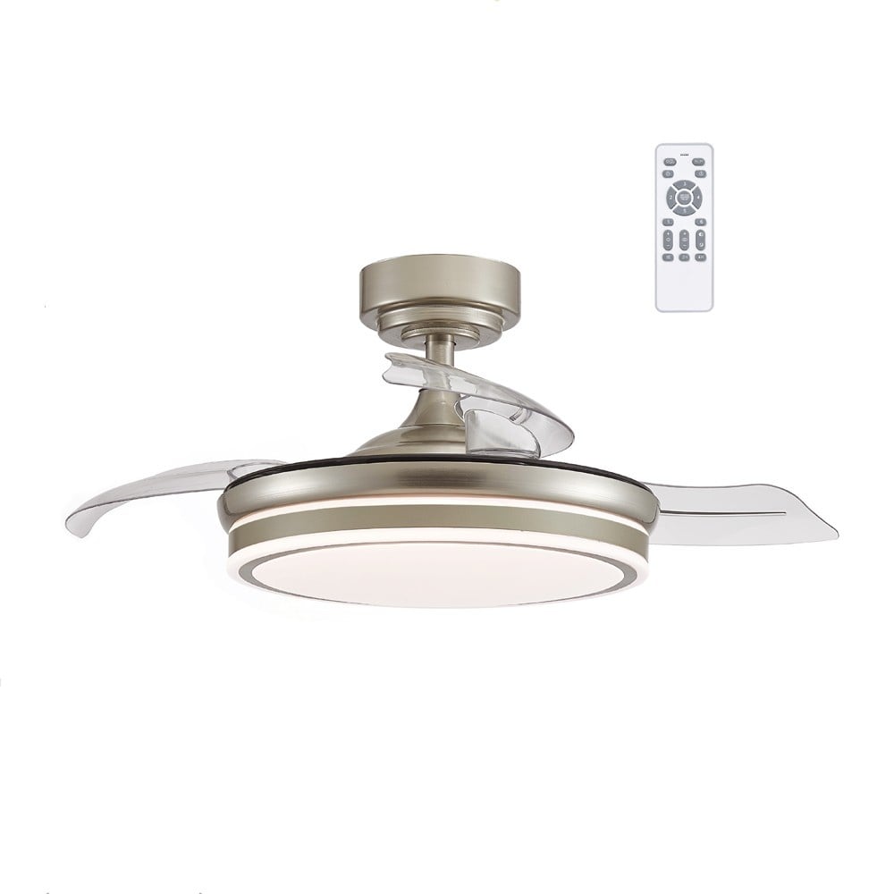 CristalRecord plafondventilator Moss - 1 lichts - 106 x 42  cm - mat chroom