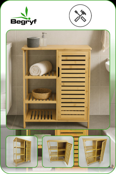 Bambusowa szafka do łazienki komoda do salonu łazienki 66x33x87 | Begryf