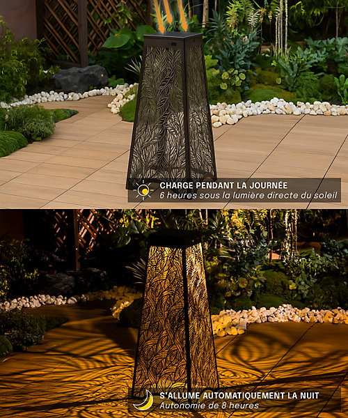 Borne Solaire Pyramidale 65CM - éclairage Jardin Allée Terrasse - Motif Lumineux Projeté - Groupe DDC