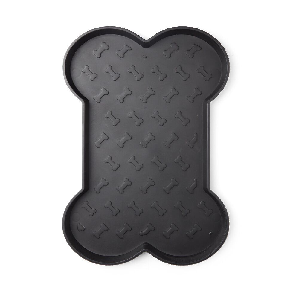 Dessous de gamelle pour chien en plastique gris - 47x32xH2 cm
