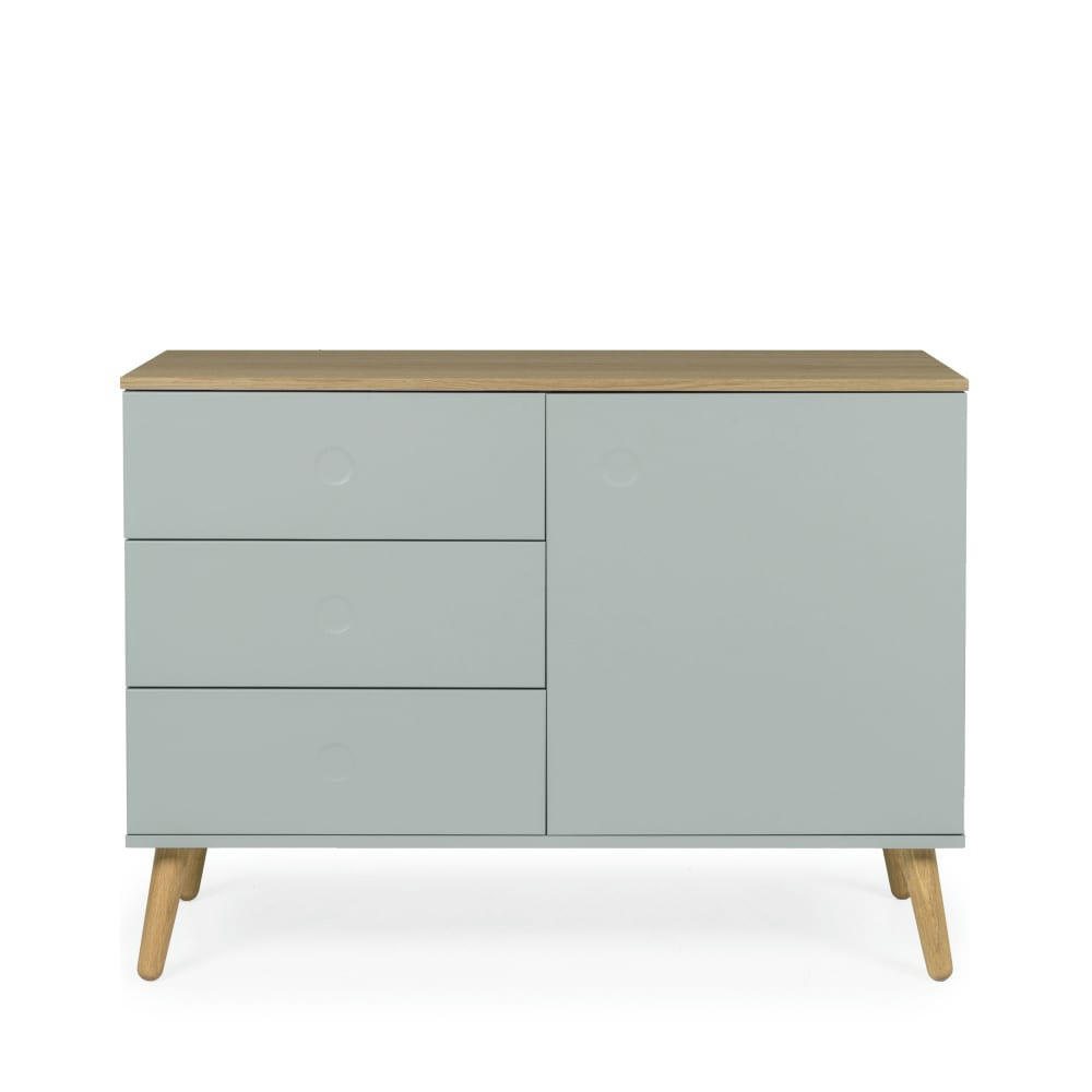 DOT - Buffet en bois 1 porte 3 tiroirs L109cm vert d'eau