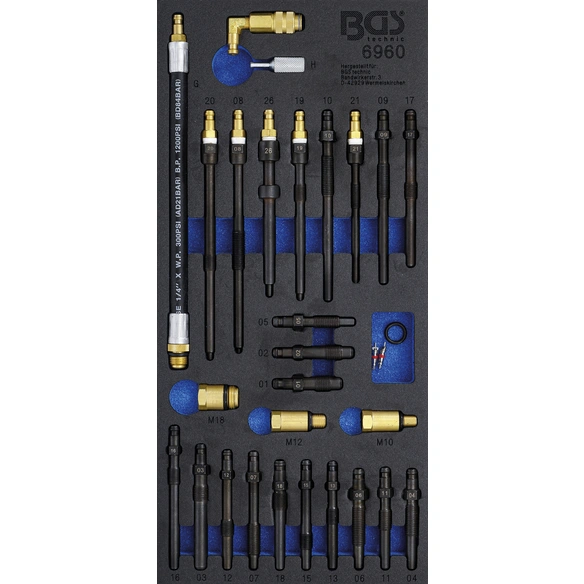 Werkstattwagen-Einlage, Werkstattwageneinlage Adapter-Satz f. Kompressions-u. Druckverl.tester 30-t