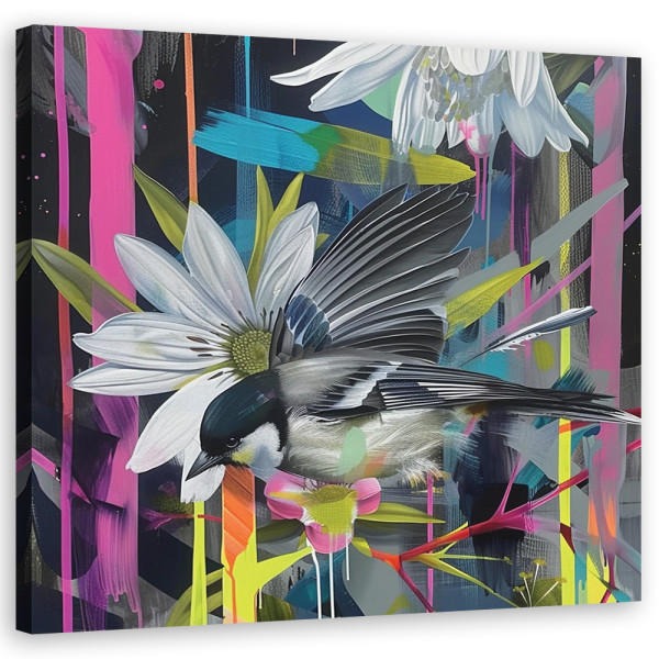 Feeby Obraz na płótnie, Kolorowa Abstrakcja Z Ptakiem 30x30