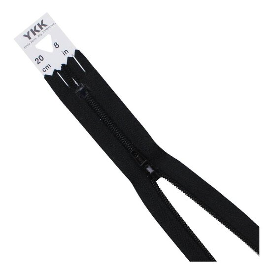 YKK Black Dress and Skirt Zip 20cm