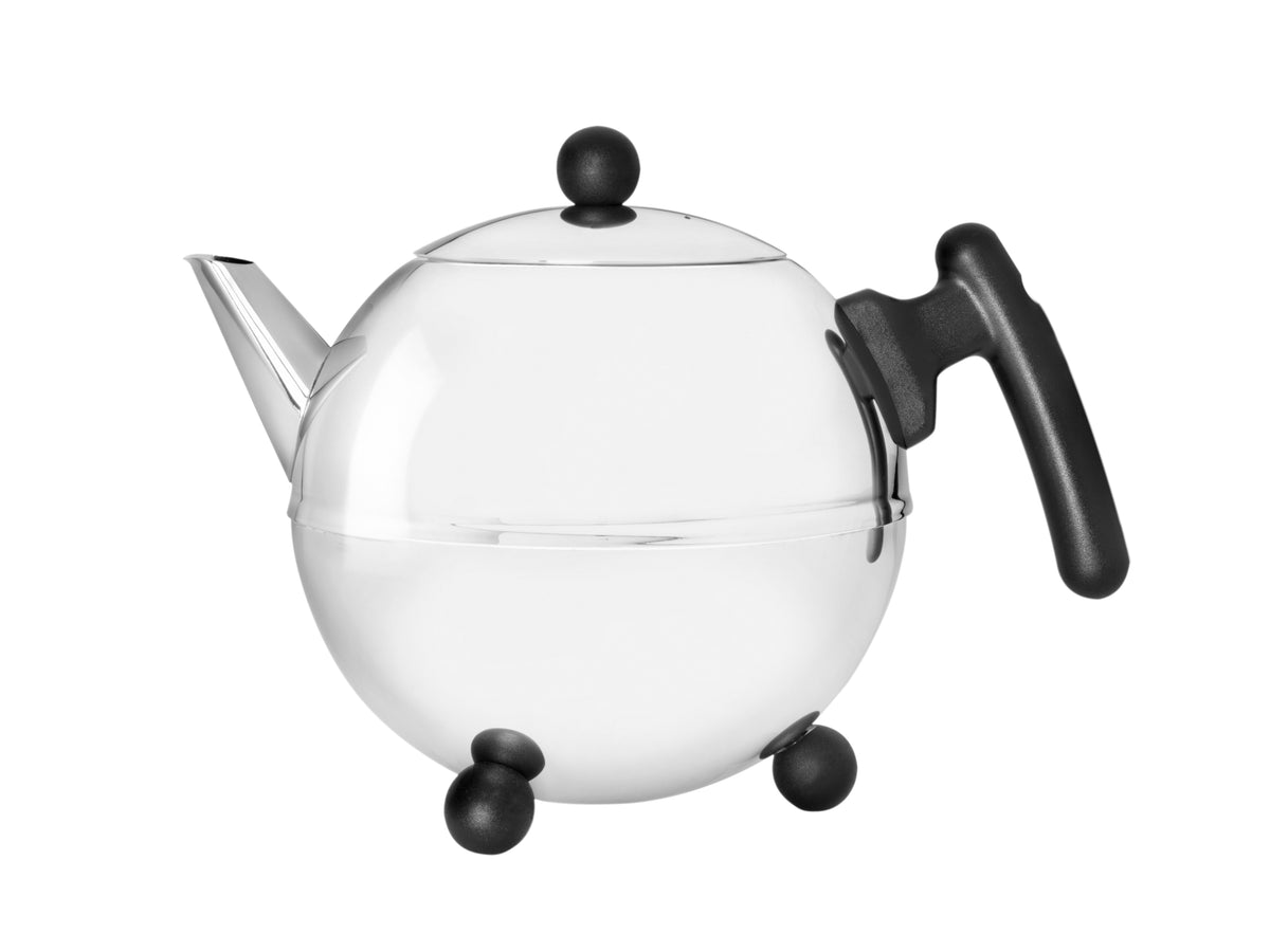 Bredemeijer - Duet® Bella Ronde – Dubbelwandige Theepot – 1,2 liter - RVS - Zwart beslag
